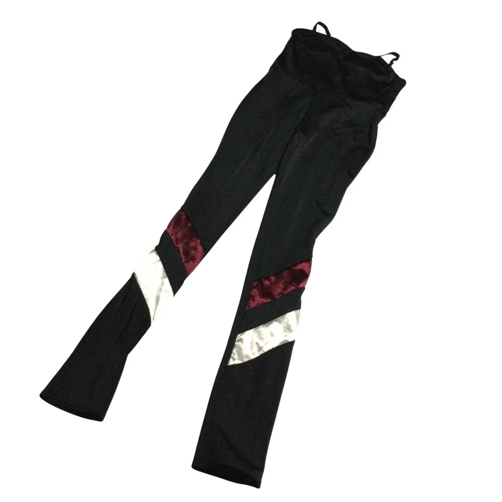 Weissman Black Dance LeggingsUnitard BurgundyVelvet Silver Inset LC Jazz Lyrical